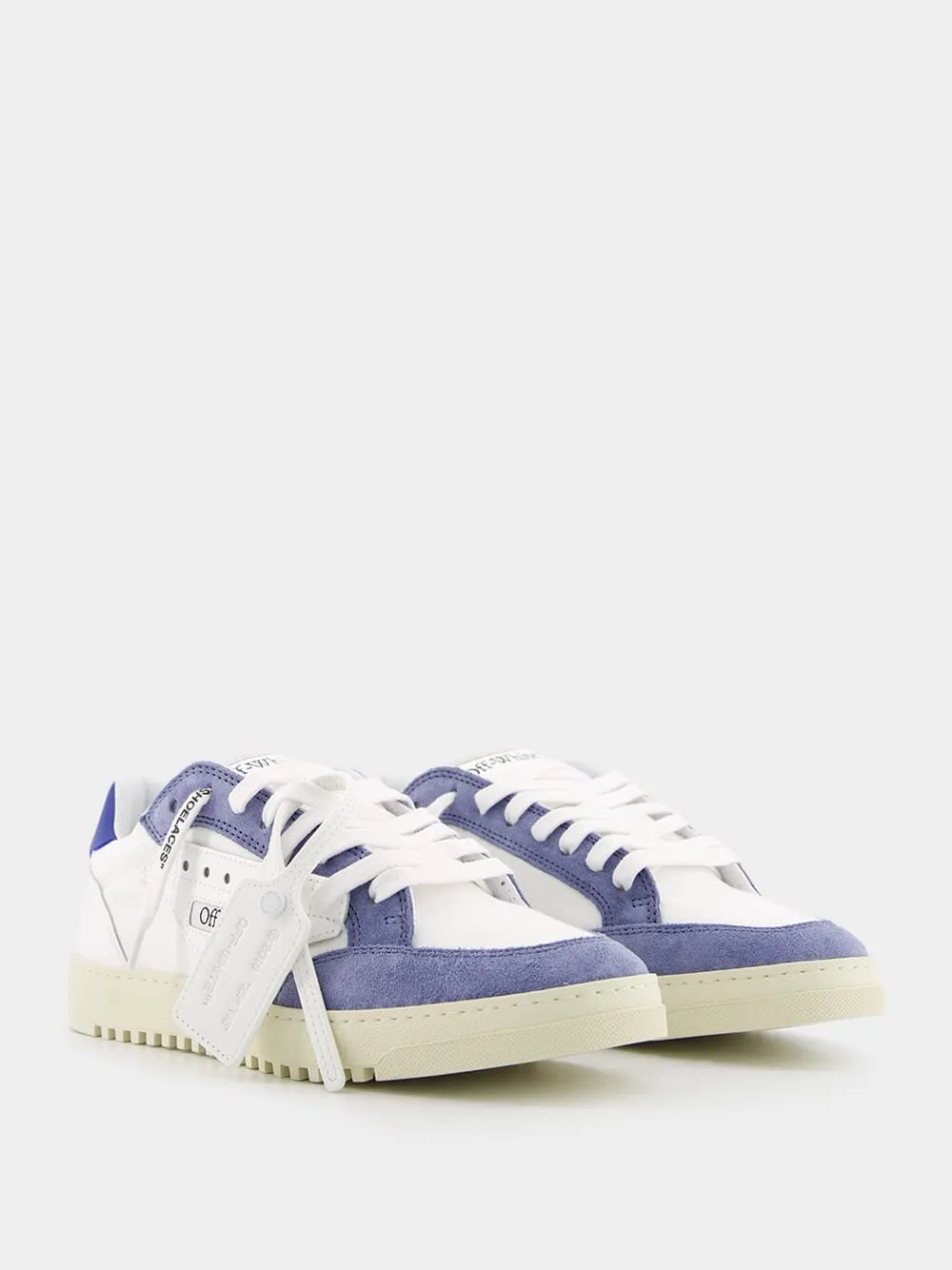 5.0 Low-Top White and Blue Sneakers