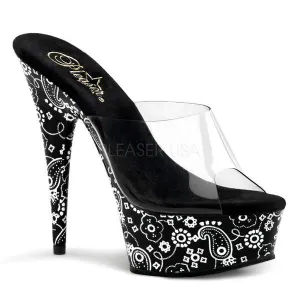 6 Inch Stiletto Heel Bandana Print Platform Slide