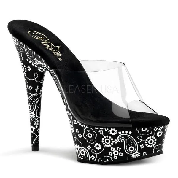 6 Inch Stiletto Heel Bandana Print Platform Slide