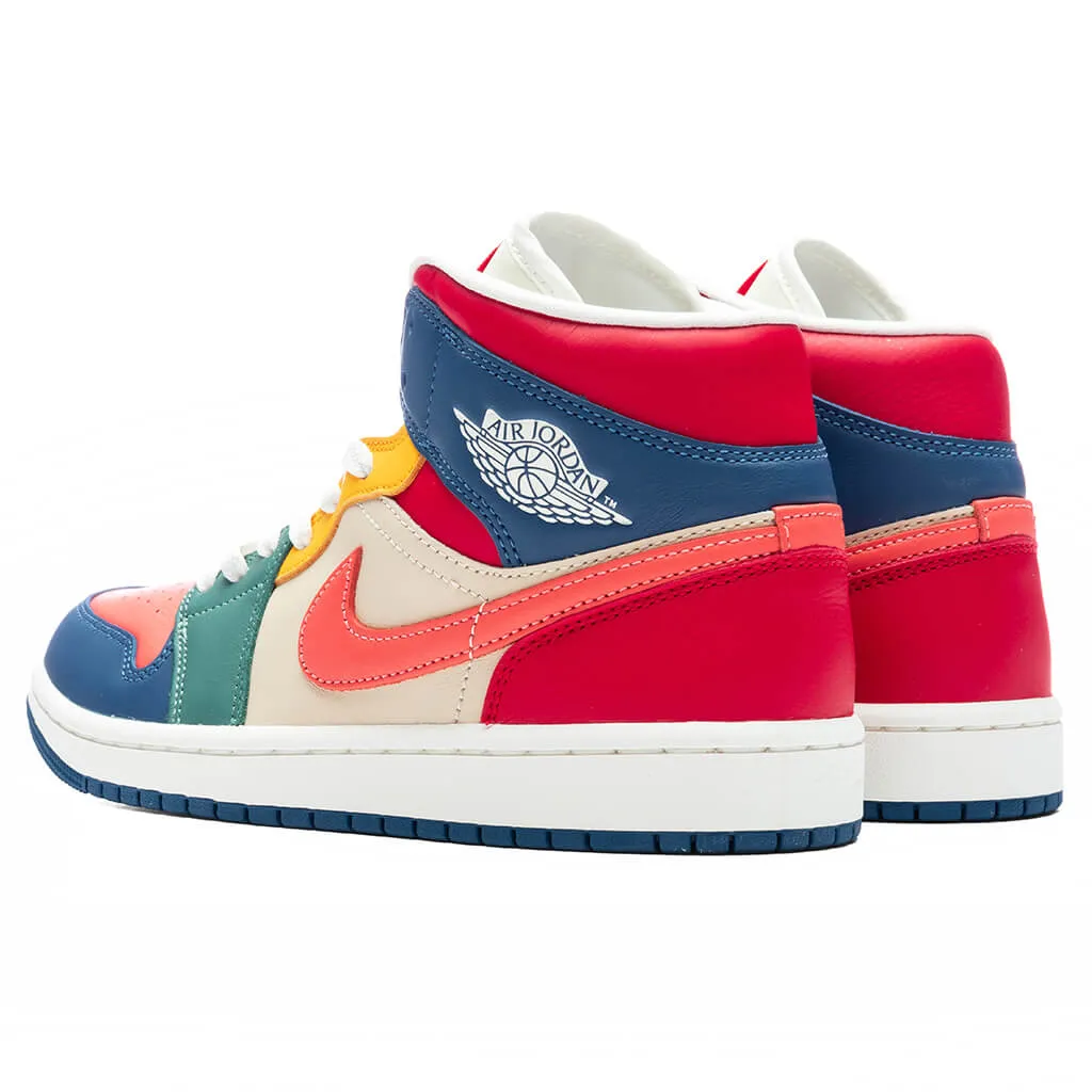 Air Jordan 1 Mid SE Women's - French Blue/Magic Ember/Fire Red