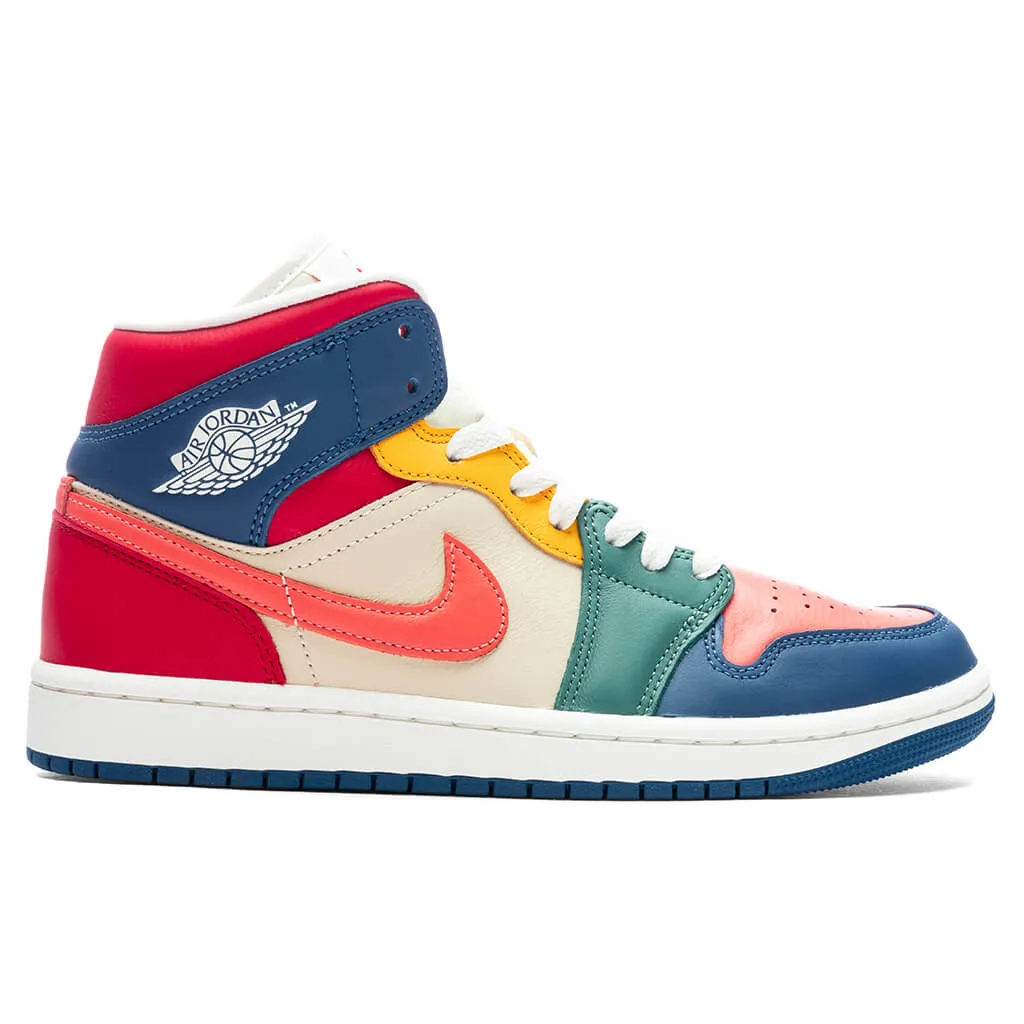 Air Jordan 1 Mid SE Women's - French Blue/Magic Ember/Fire Red