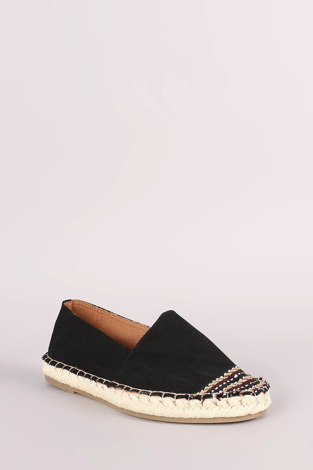 Bamboo Canvas Braided Espadrille Slip On Loafer Flat