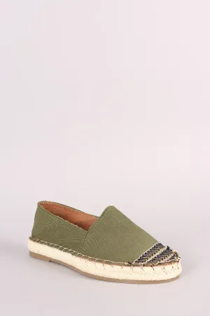 Bamboo Canvas Braided Espadrille Slip On Loafer Flat