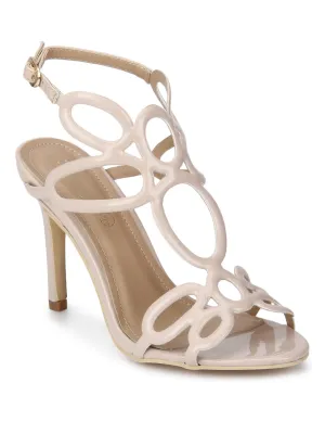 Beige PU Strappy Stilettos