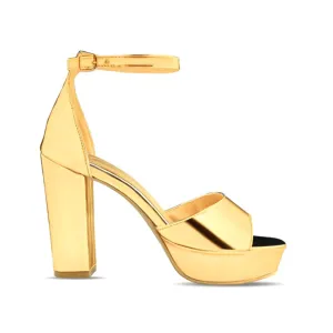 BELLA METALLIC GOLD PLATFORM HEELS