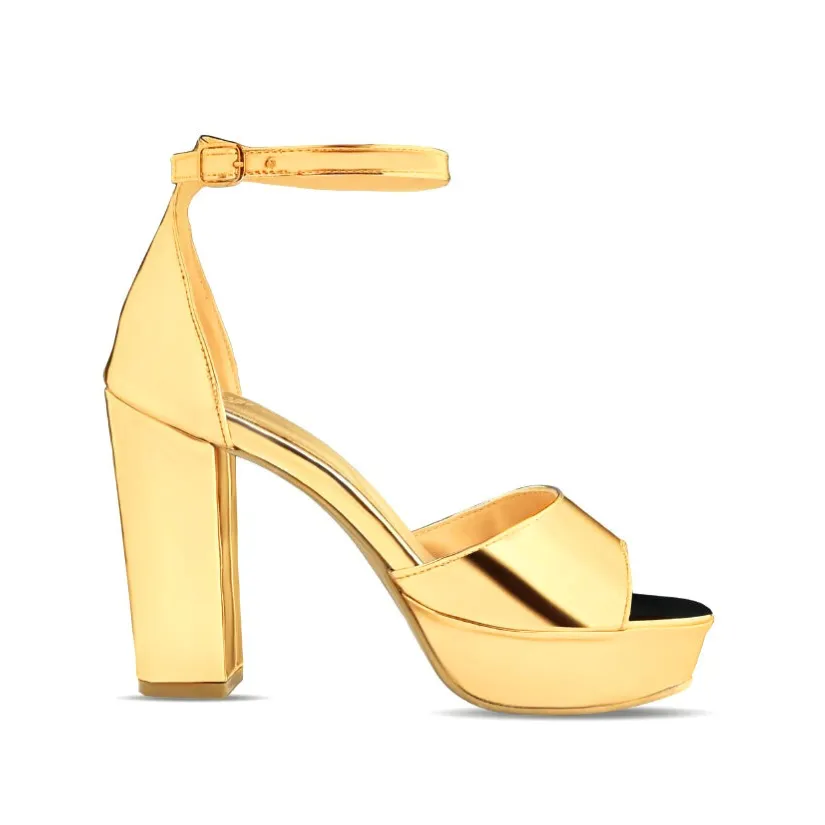 BELLA METALLIC GOLD PLATFORM HEELS