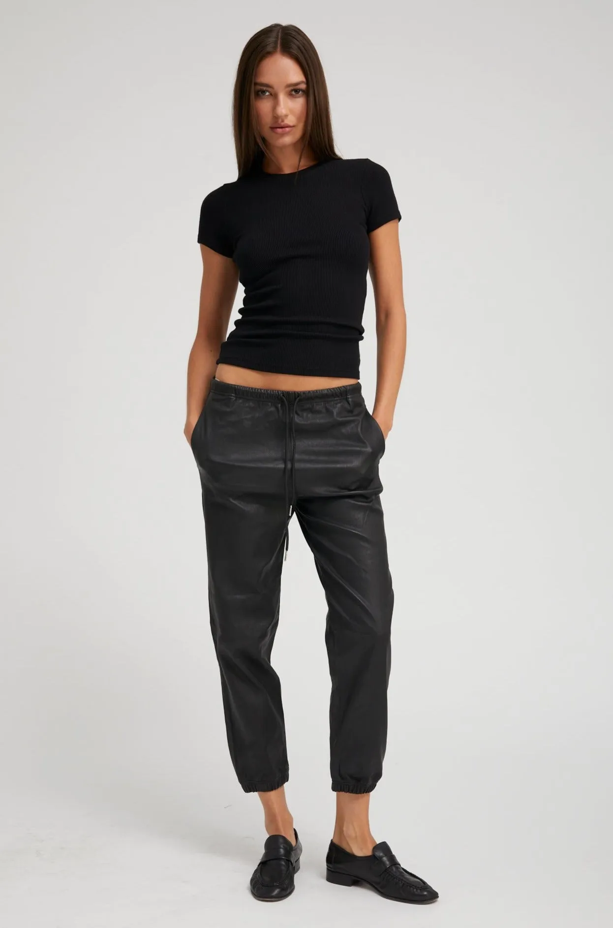 Black Leather Sweatpants