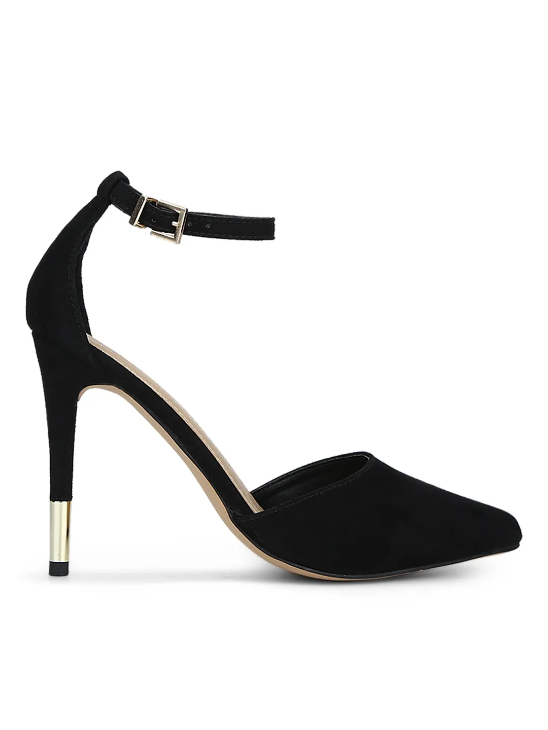 Black Micro Snake Ankle Strap Stilettos