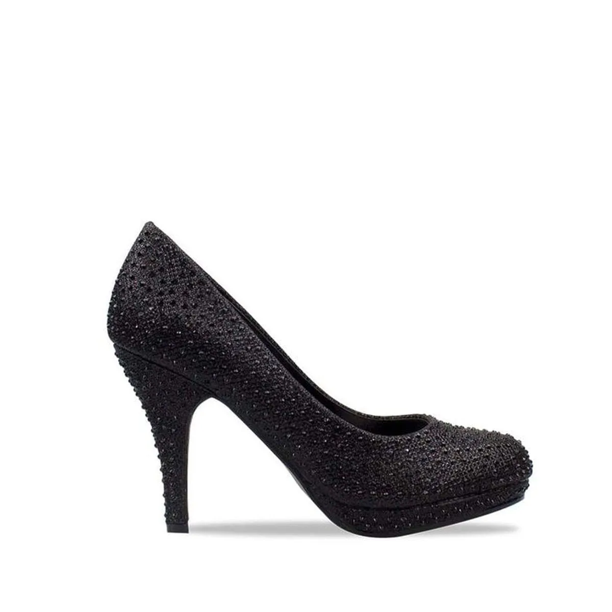 Carnation Round Toe Medium Platform Heel Diamante Court Shoe