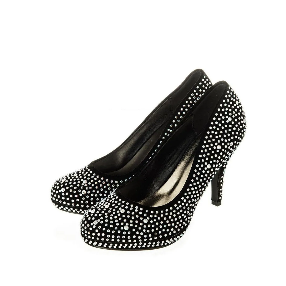 Carnation Round Toe Medium Platform Heel Diamante Court Shoe