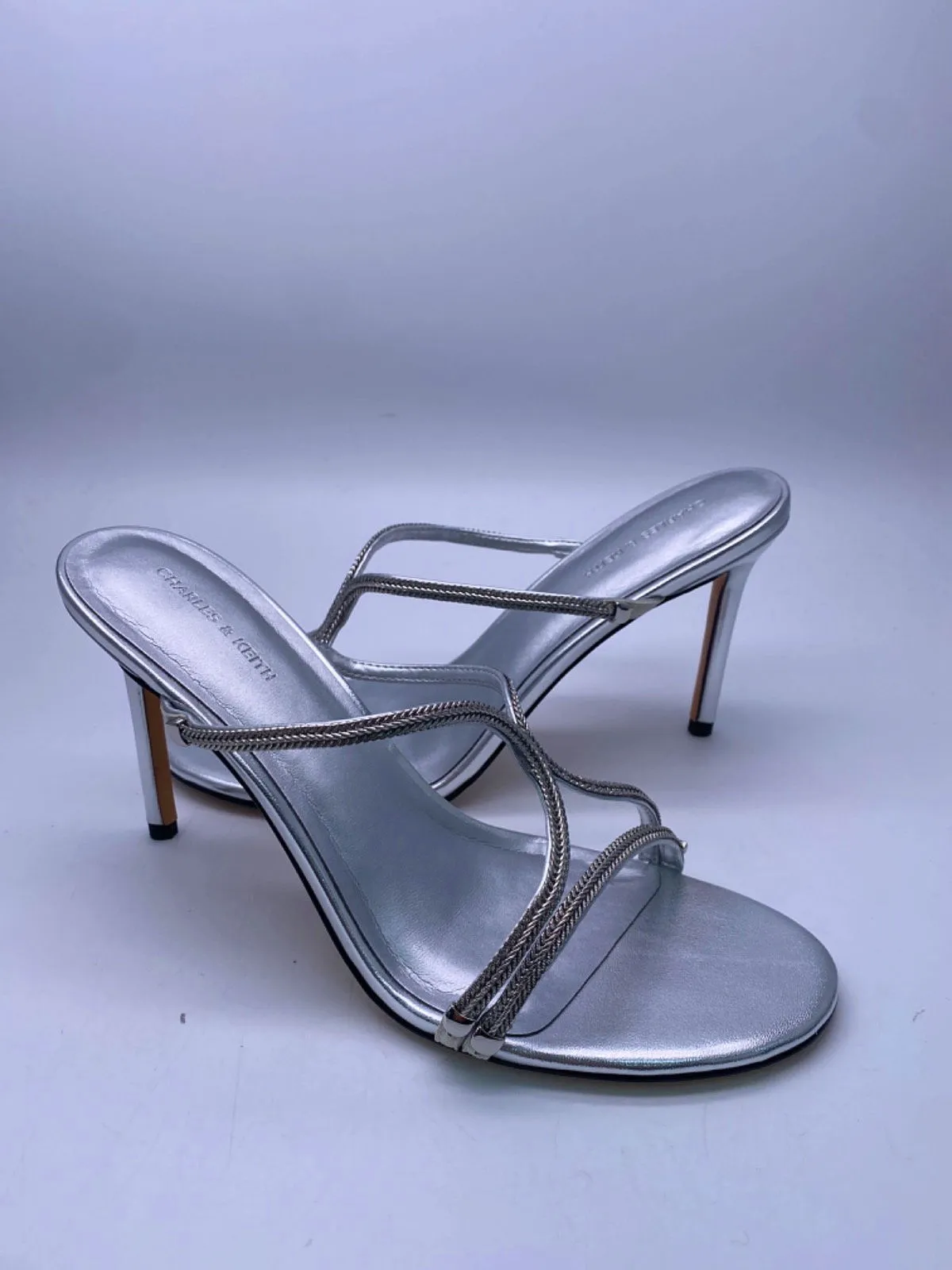 Charles & Keith Silver Strappy Heeled Sandals EU 41 UK 8