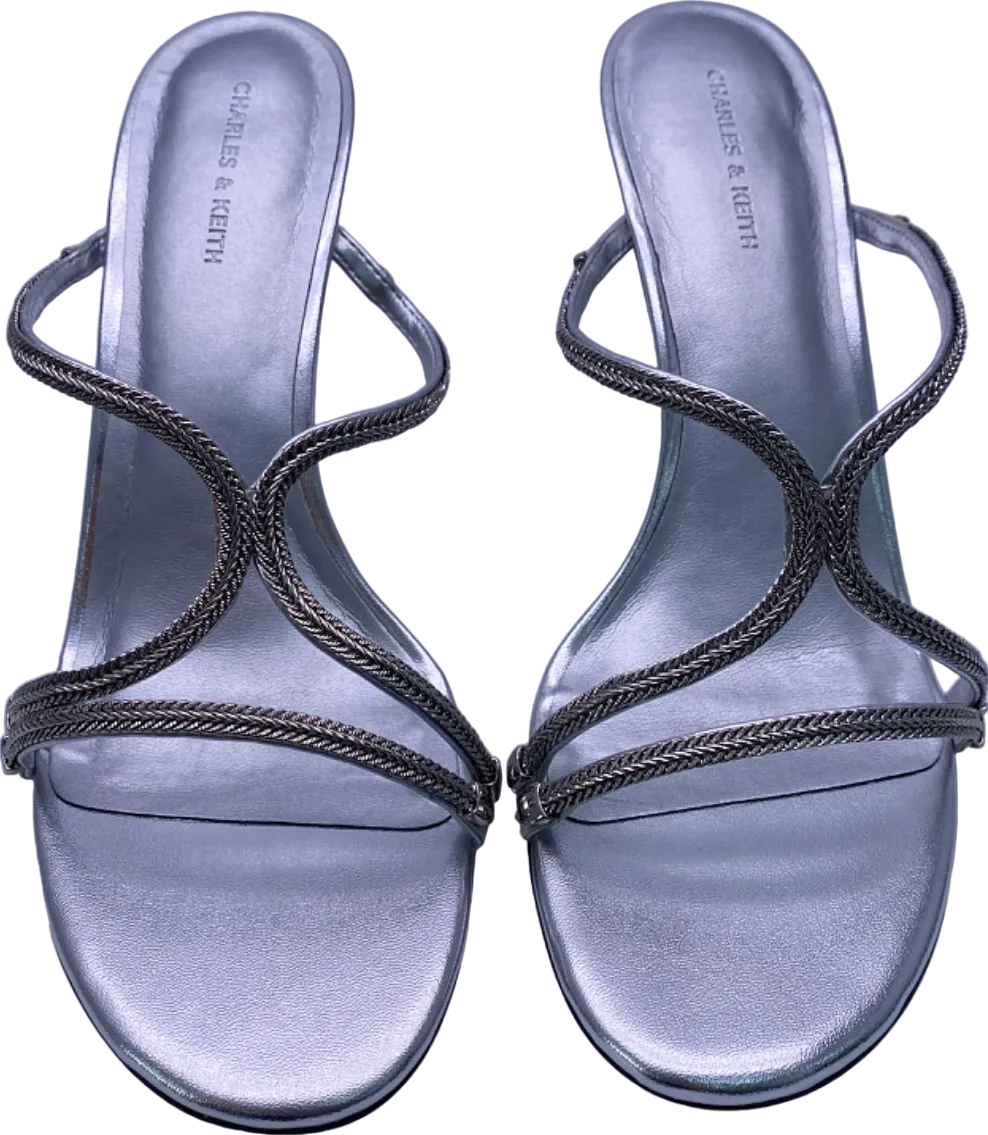 Charles & Keith Silver Strappy Heeled Sandals EU 41 UK 8