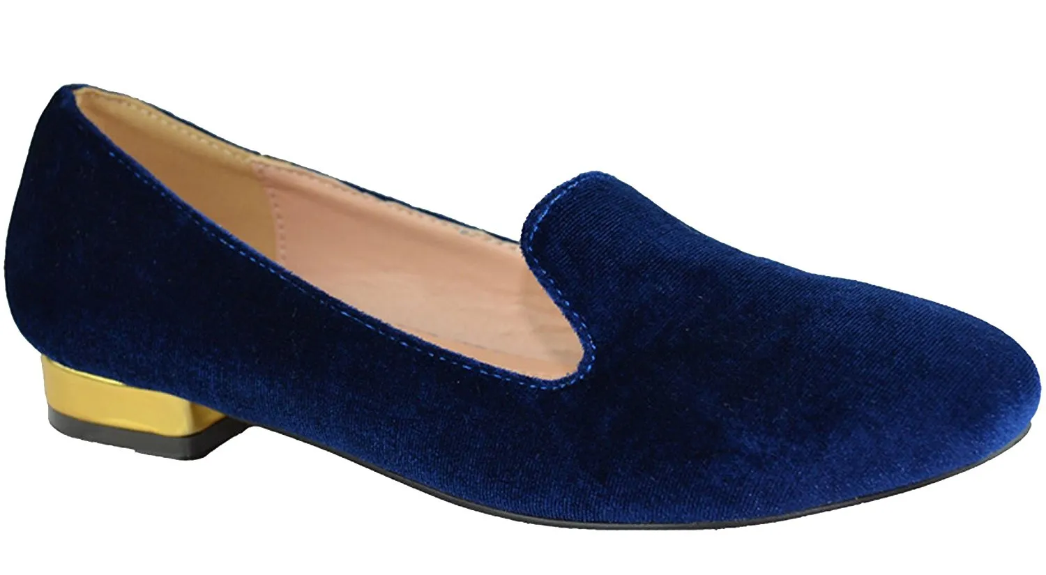 Chase & Chloe Women's Faux Velvet Smoking Slipper Loafer Flats