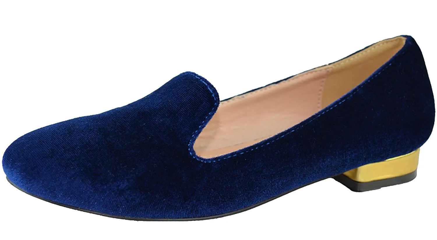 Chase & Chloe Women's Faux Velvet Smoking Slipper Loafer Flats