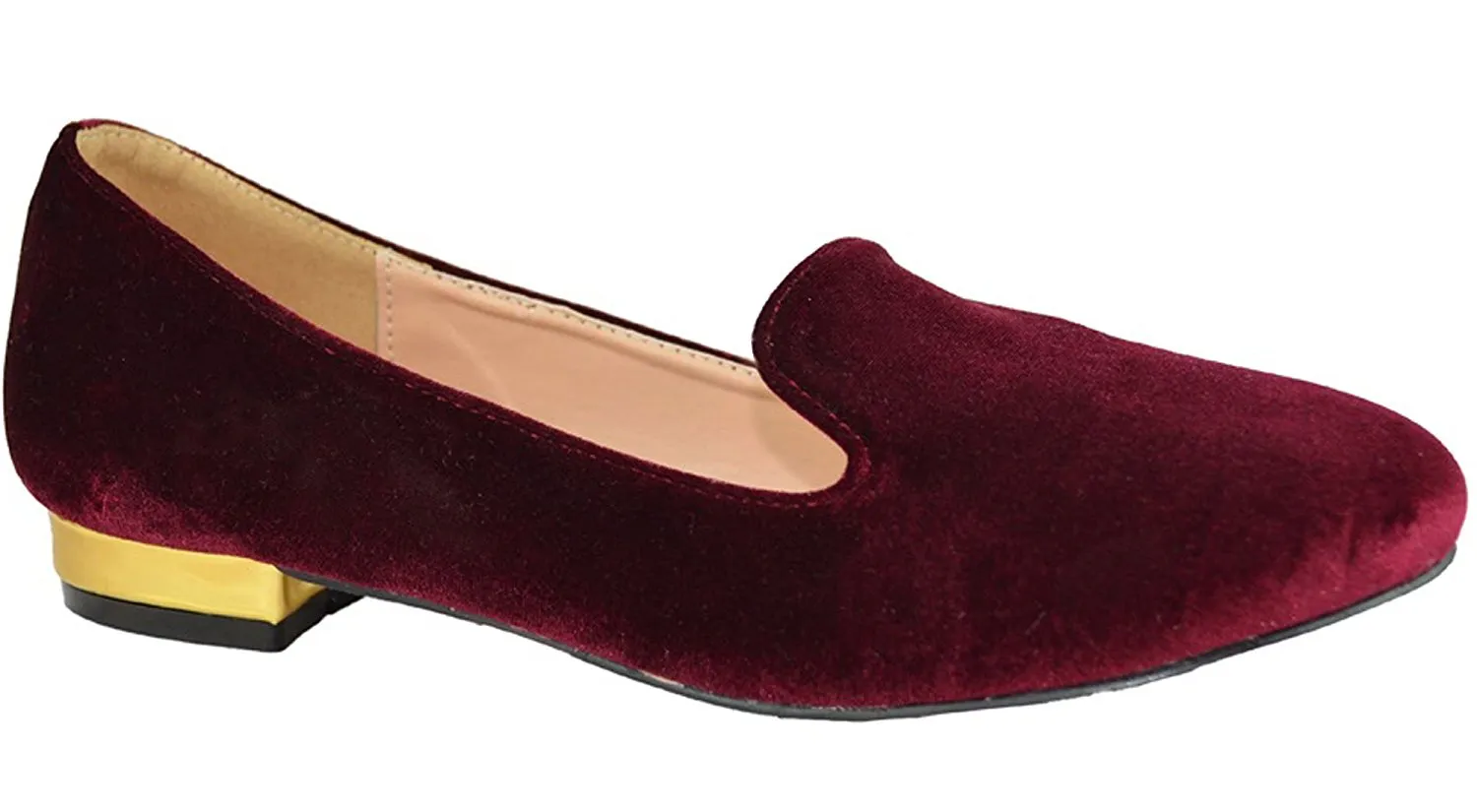 Chase & Chloe Women's Faux Velvet Smoking Slipper Loafer Flats