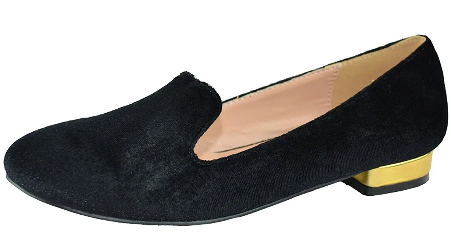 Chase & Chloe Women's Faux Velvet Smoking Slipper Loafer Flats