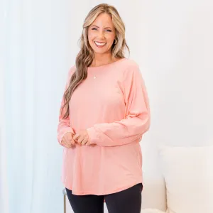 Curved Hem Slouchy Dolman Tunic, Dusty Pink