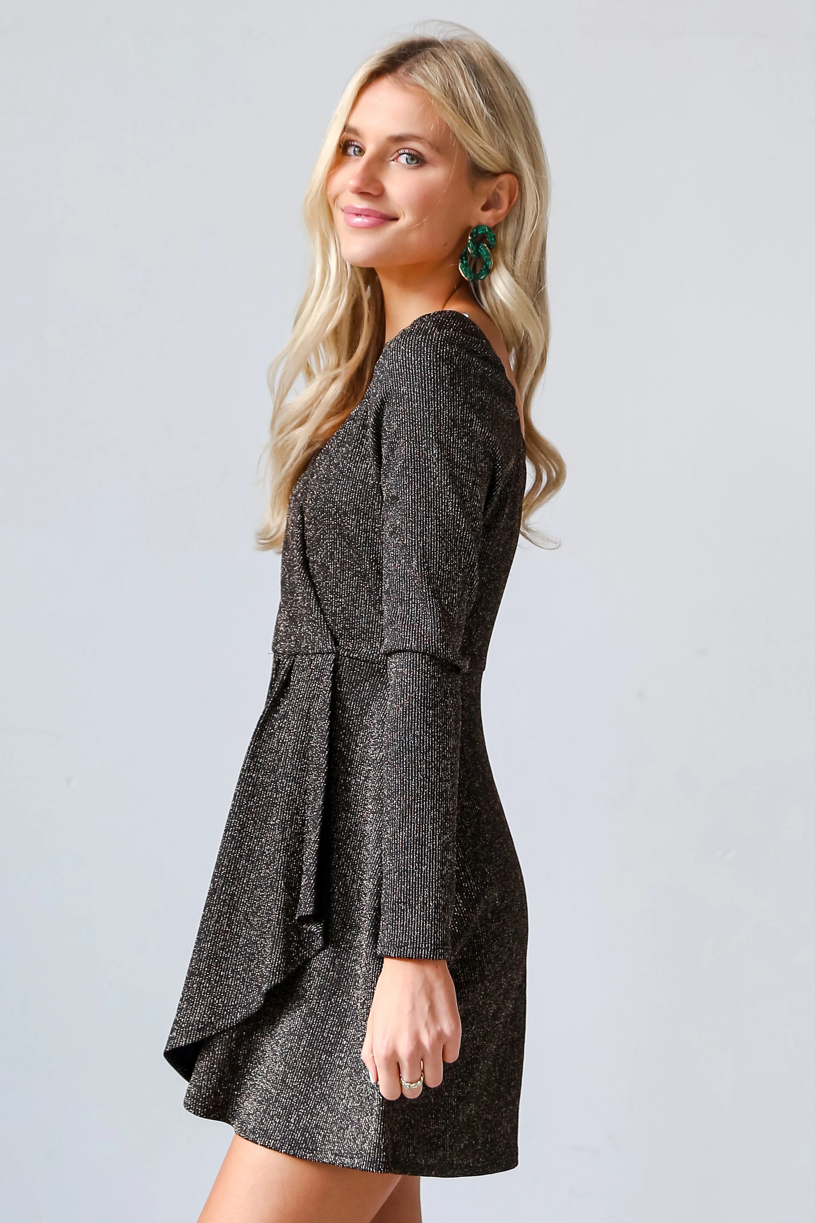 FINAL SALE - Glamorous Glitz Black Metallic Mini Dress