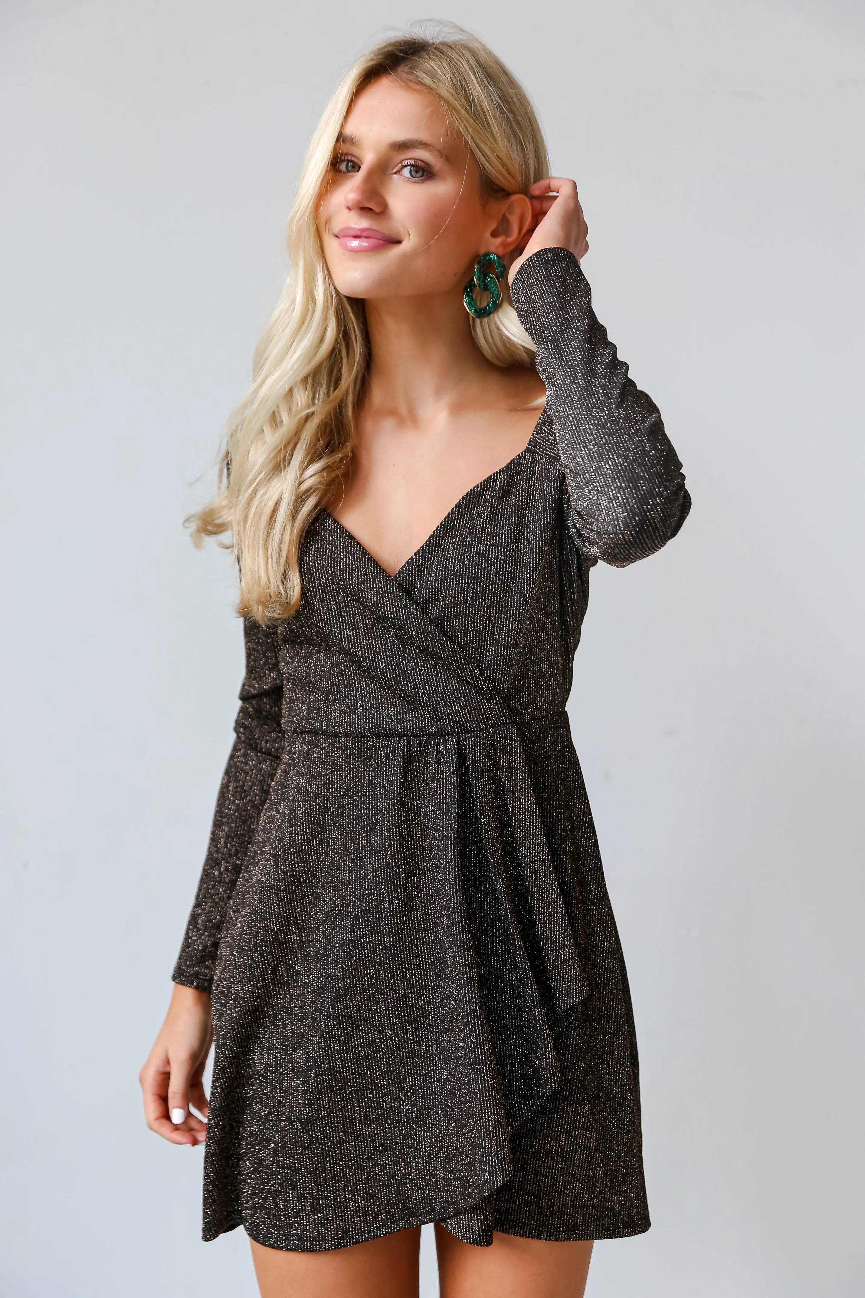 FINAL SALE - Glamorous Glitz Black Metallic Mini Dress