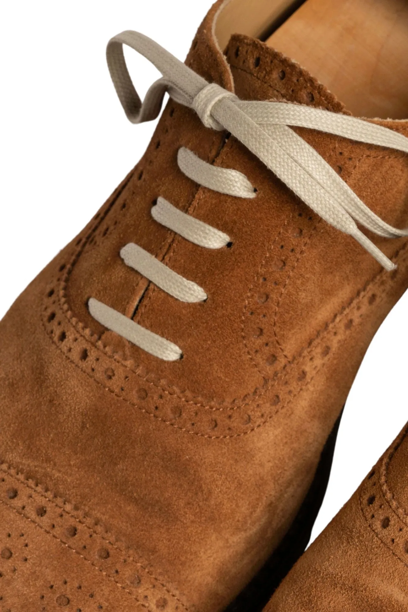 Flat Beige Waxed Cotton Shoelaces