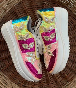 FUNKY N TRENDY sequine theme multi colored sneakers