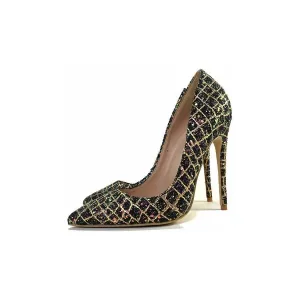 Glamourous Serpentine Sparkle Pointed Toe Evening Heels