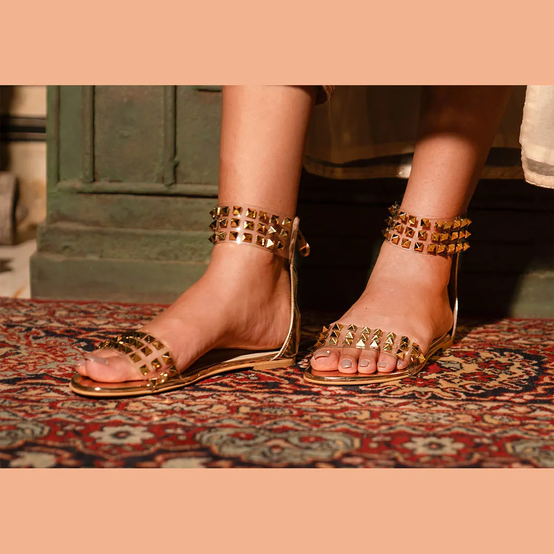 Gold Studded Flats Stellar