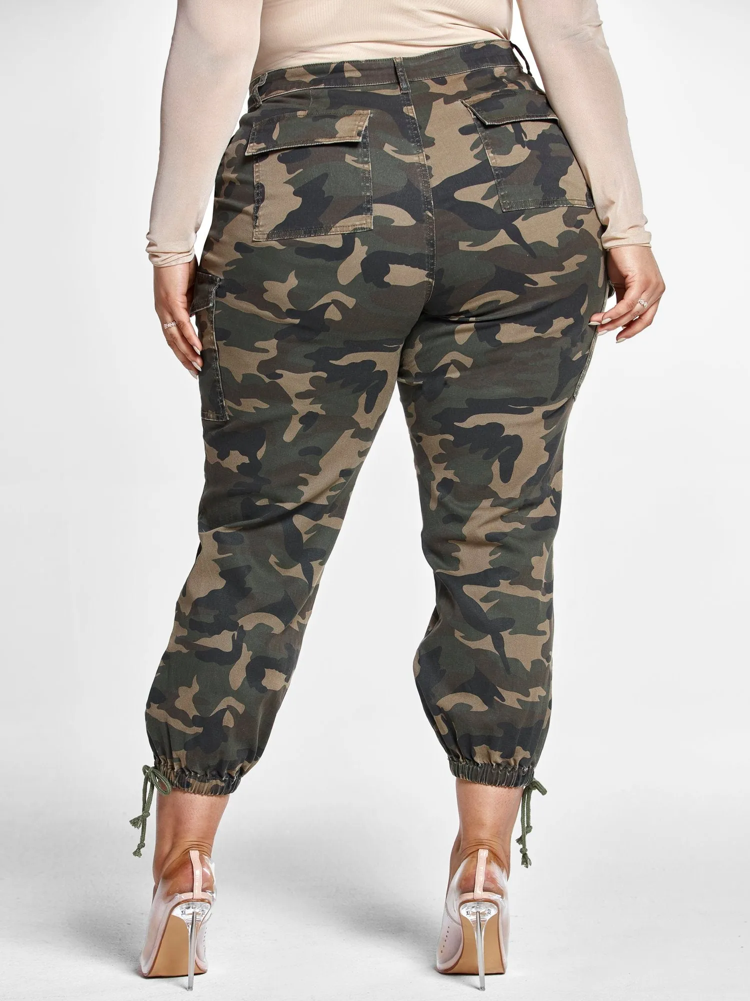 High Rise Camo Jogger Style Jeans