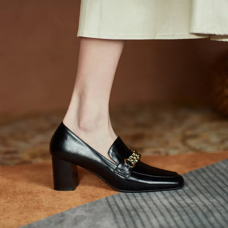 Ida Black Heel Loafers