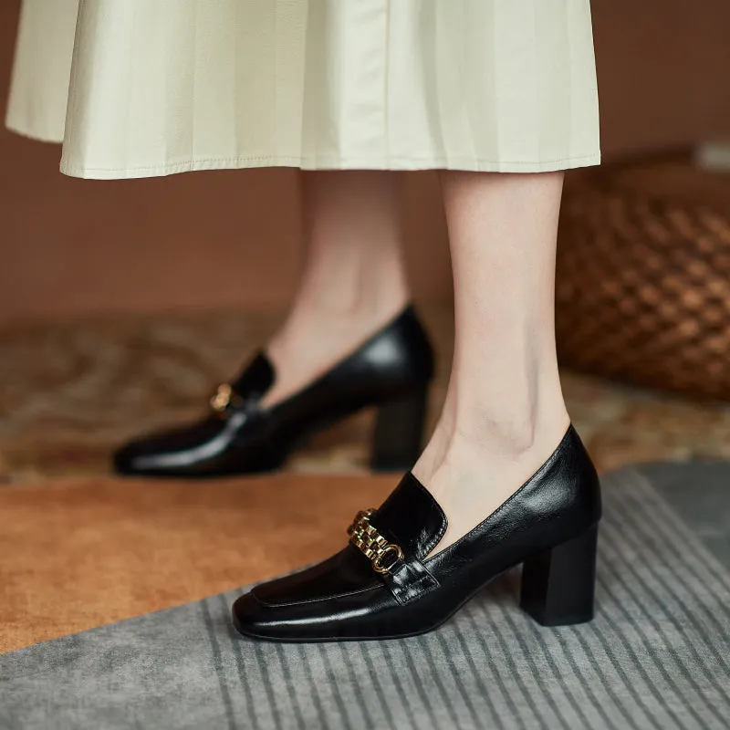 Ida Black Heel Loafers