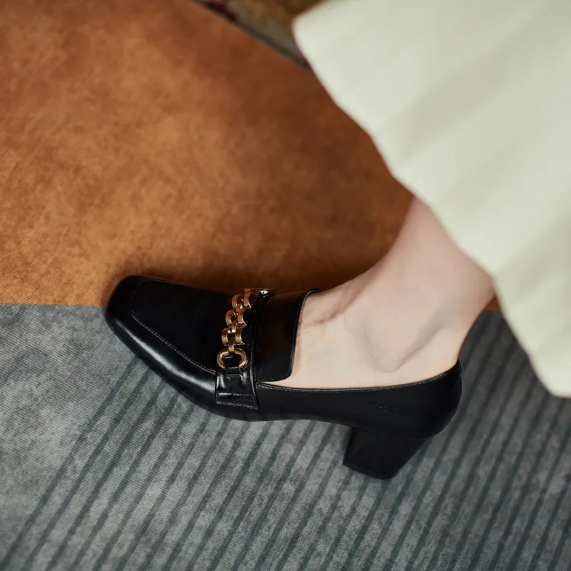 Ida Black Heel Loafers