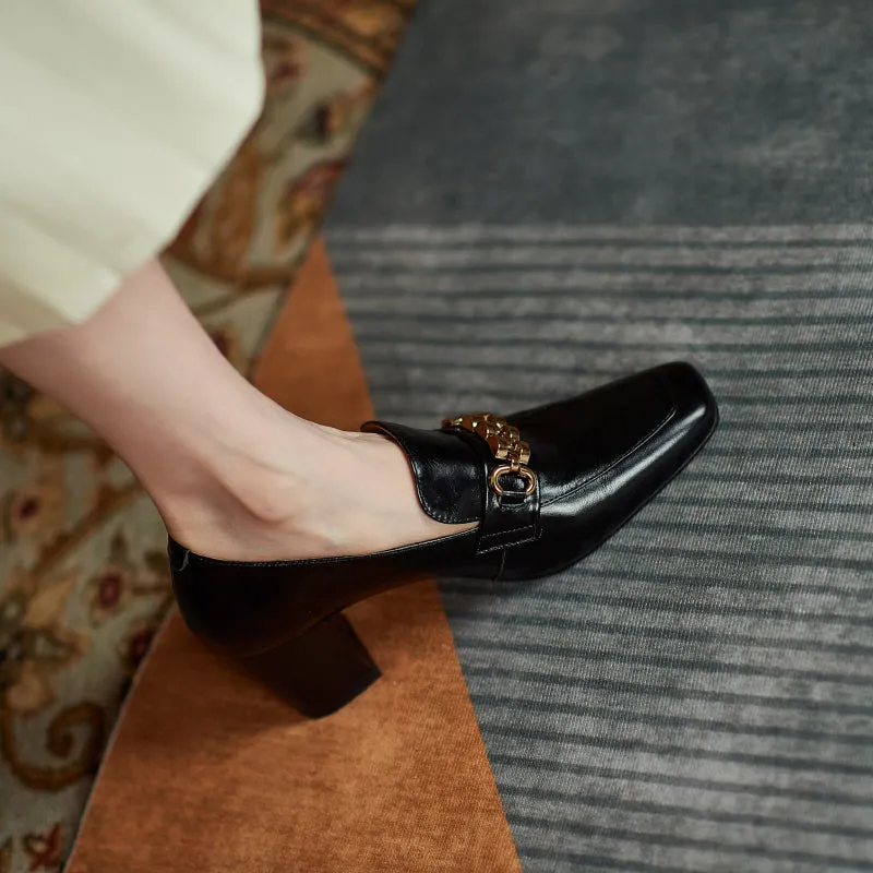 Ida Black Heel Loafers