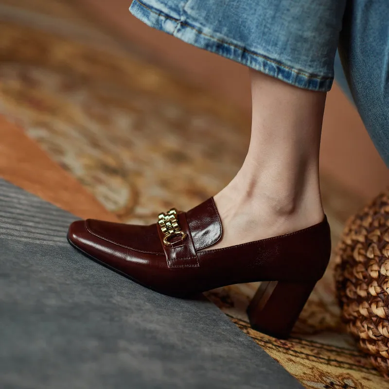 Ida Brown Loafers with Heels