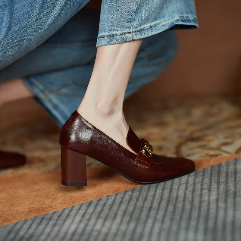 Ida Brown Loafers with Heels