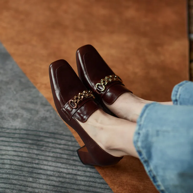 Ida Brown Loafers with Heels