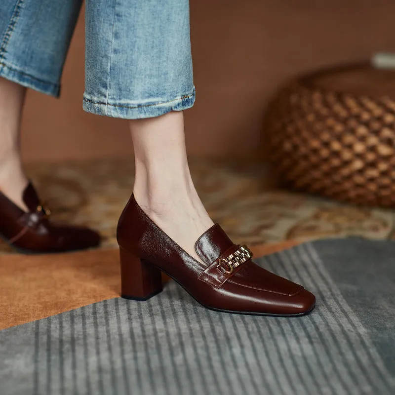 Ida Brown Loafers with Heels