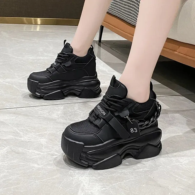 Joskaa 2024 New Women's Platform Black Sneakers