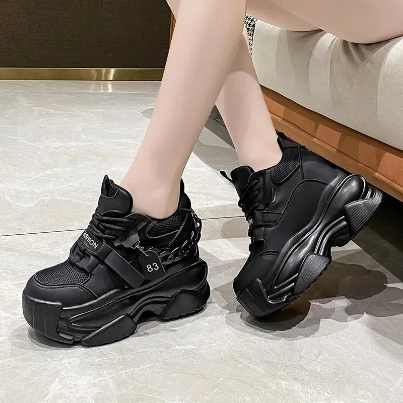 Joskaa 2024 New Women's Platform Black Sneakers