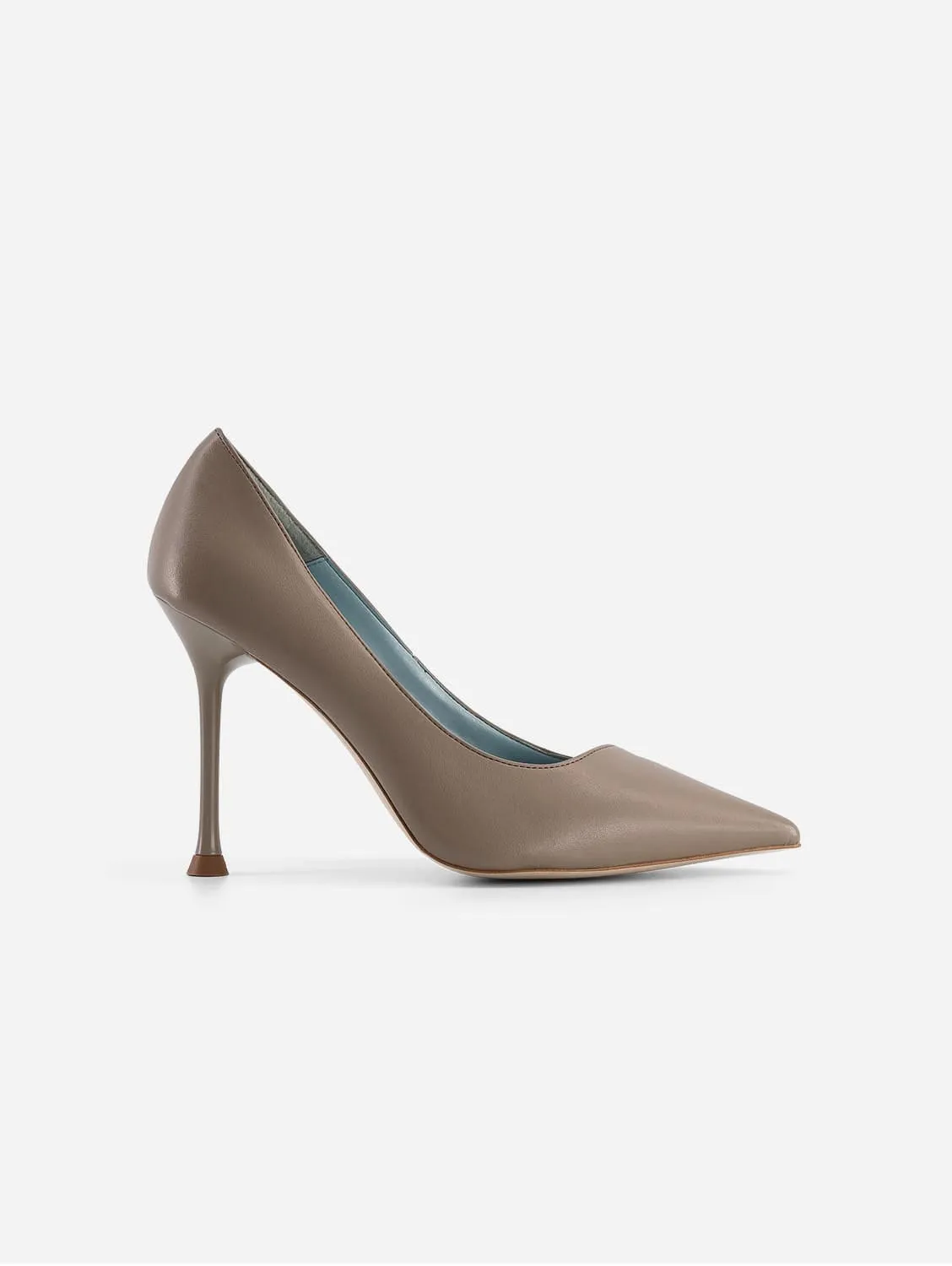 Juliette Apple Leather Heeled Vegan Pumps | Taupe