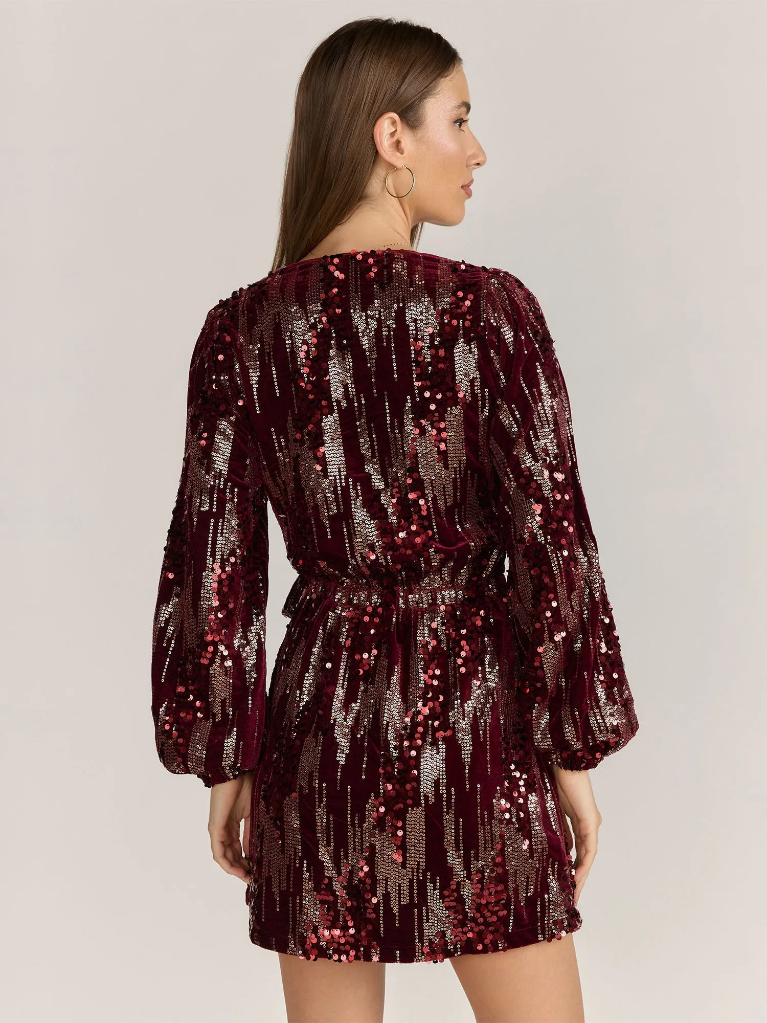 Lena Long Sleeve Sequin Wrap Velvet Dress - Brands We Love