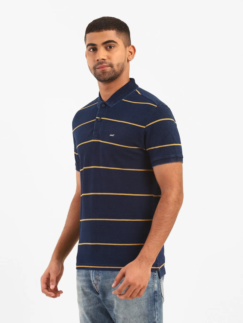 Men's Blue Polo Collar T-Shirt