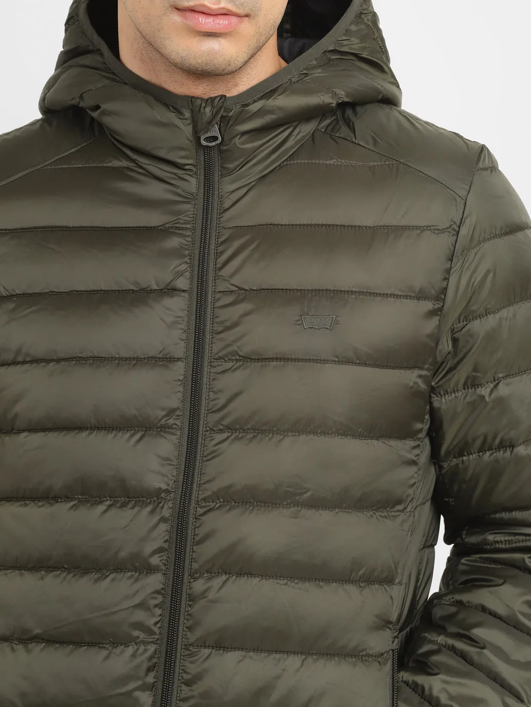 Men's Solid Green Quilted Jacket