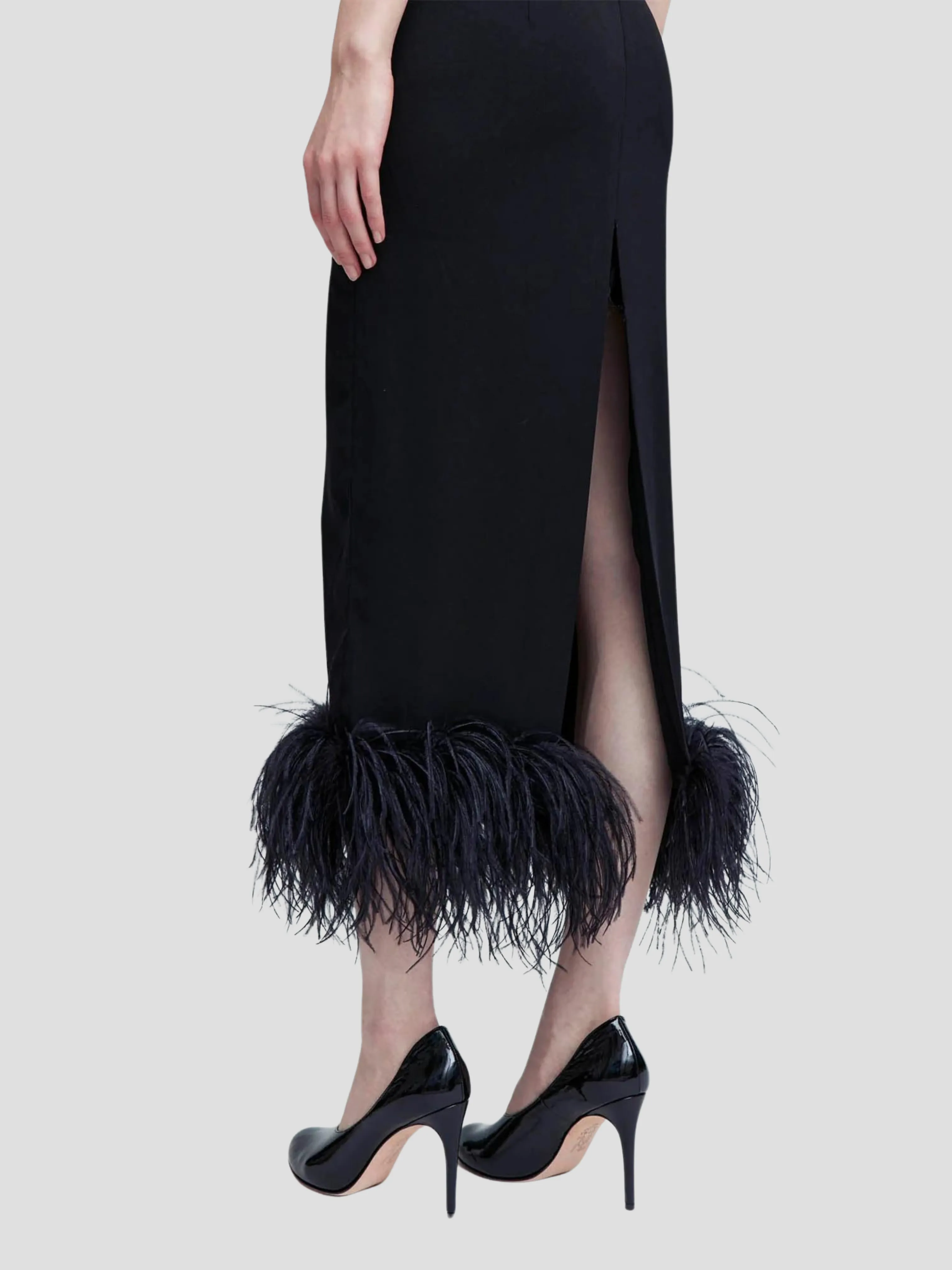 Minelli Sleeveless Dress with Feathers