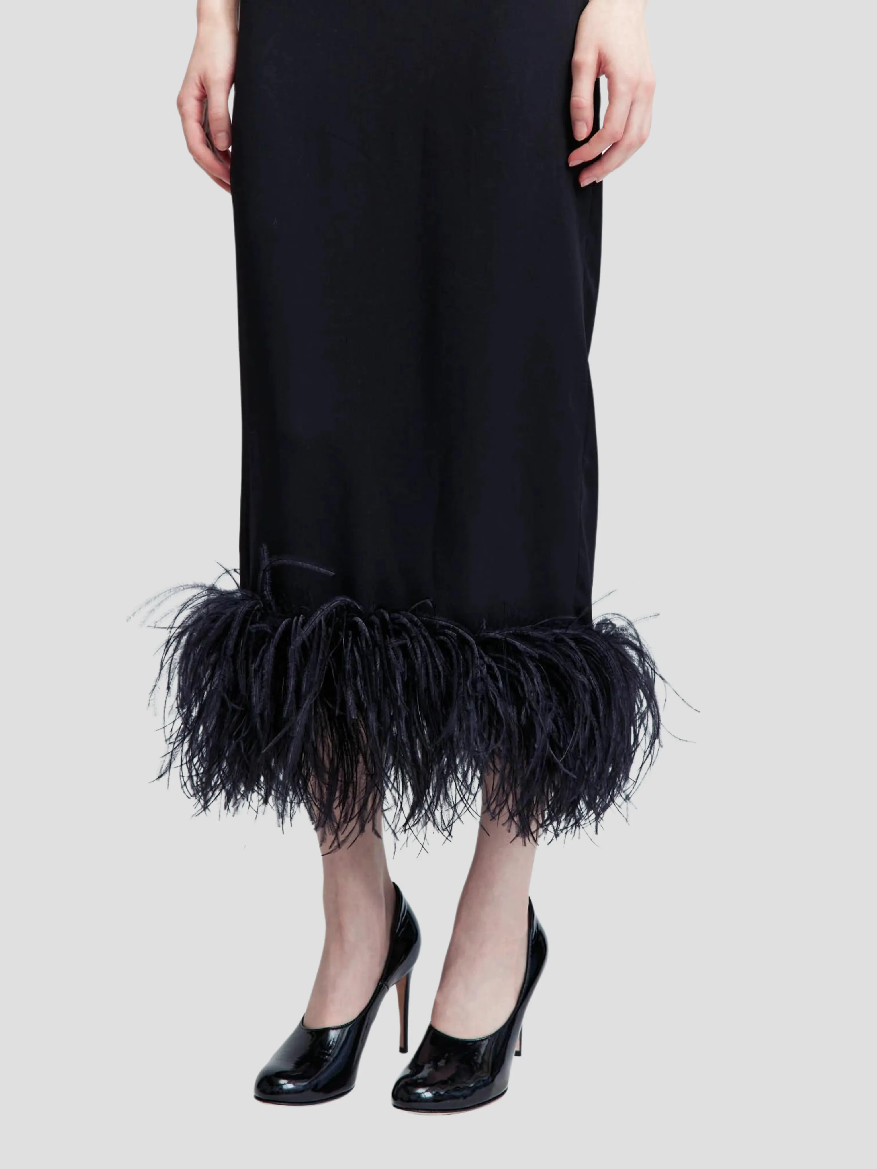 Minelli Sleeveless Dress with Feathers