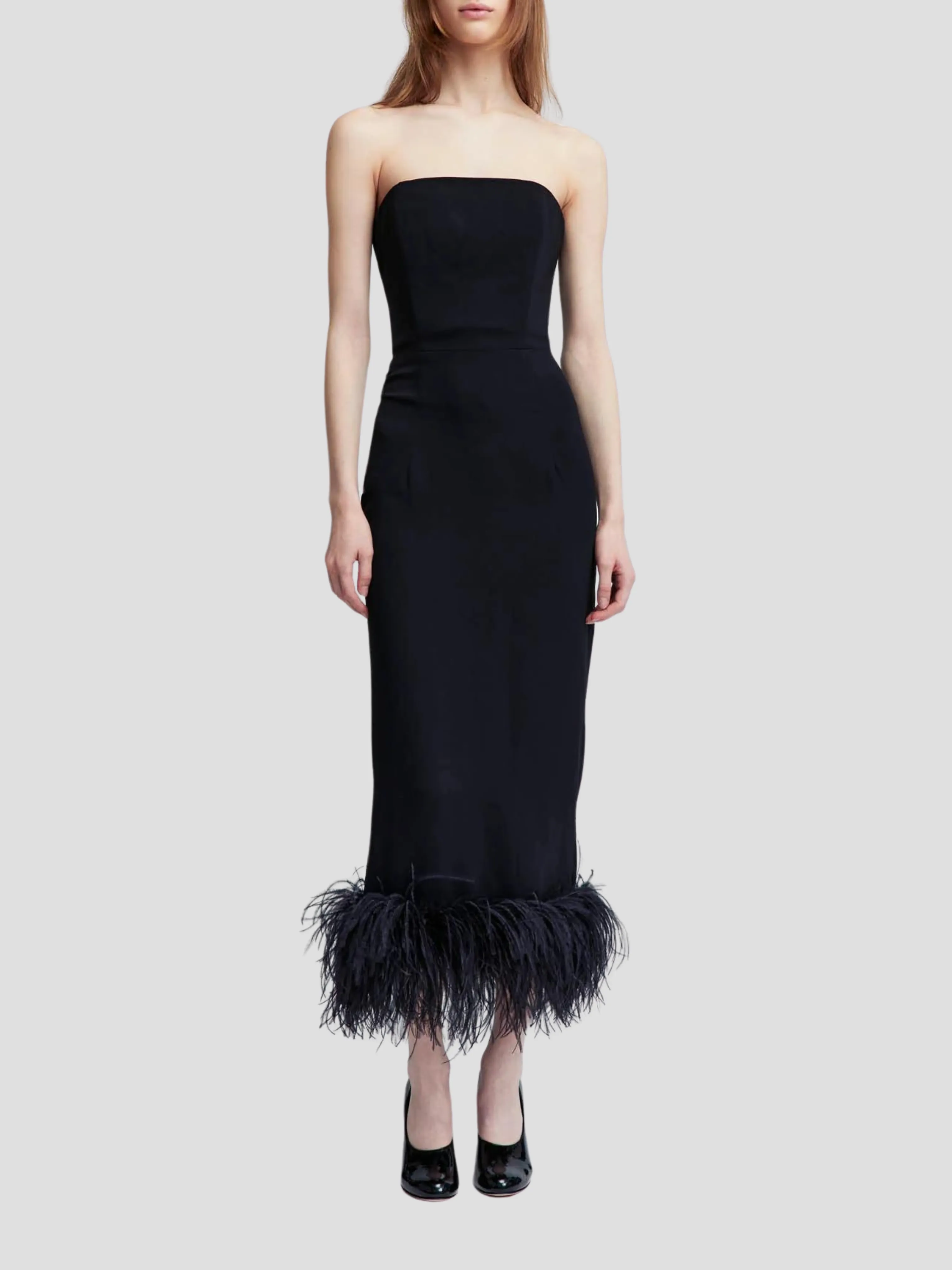 Minelli Sleeveless Dress with Feathers