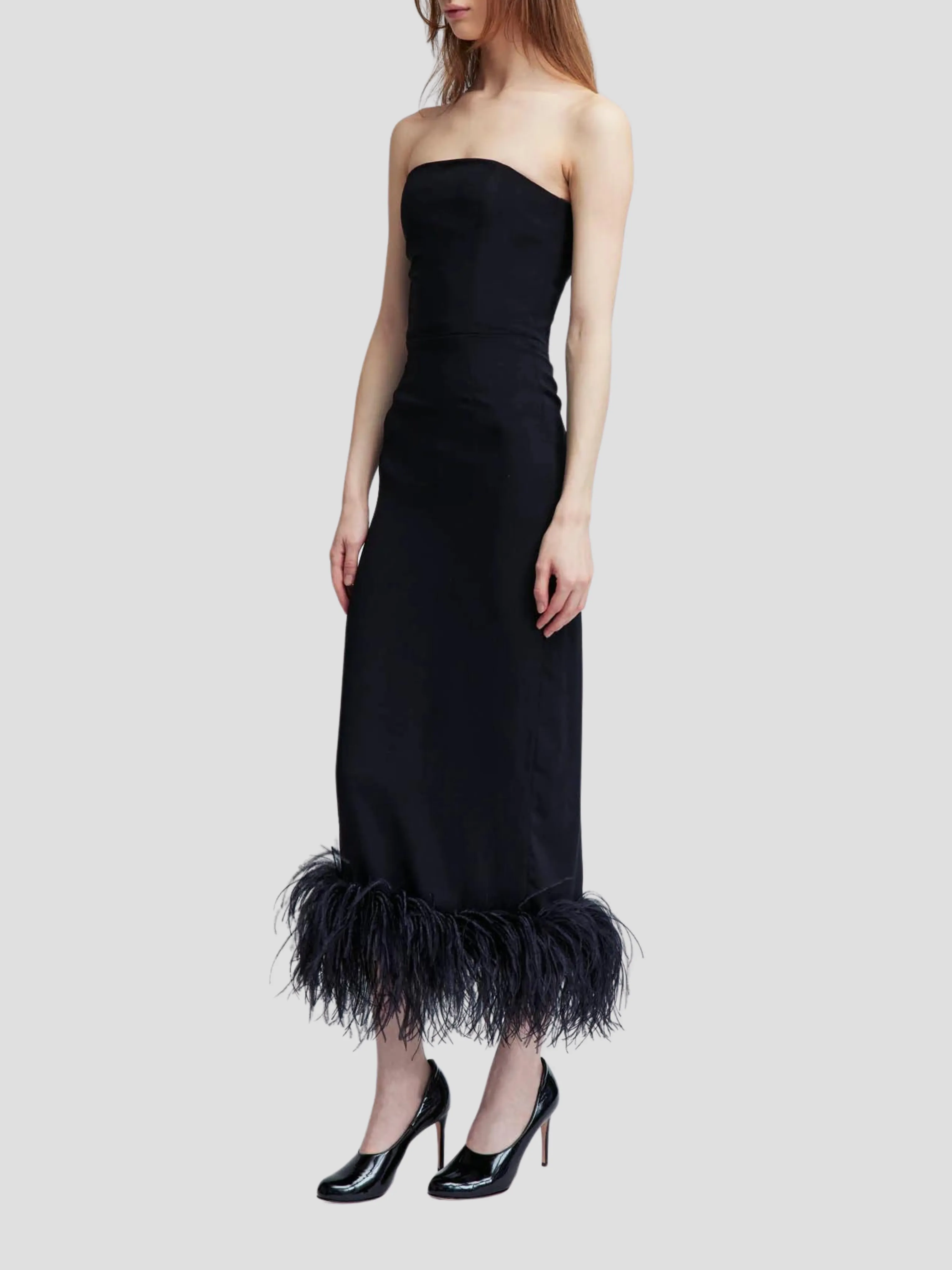 Minelli Sleeveless Dress with Feathers