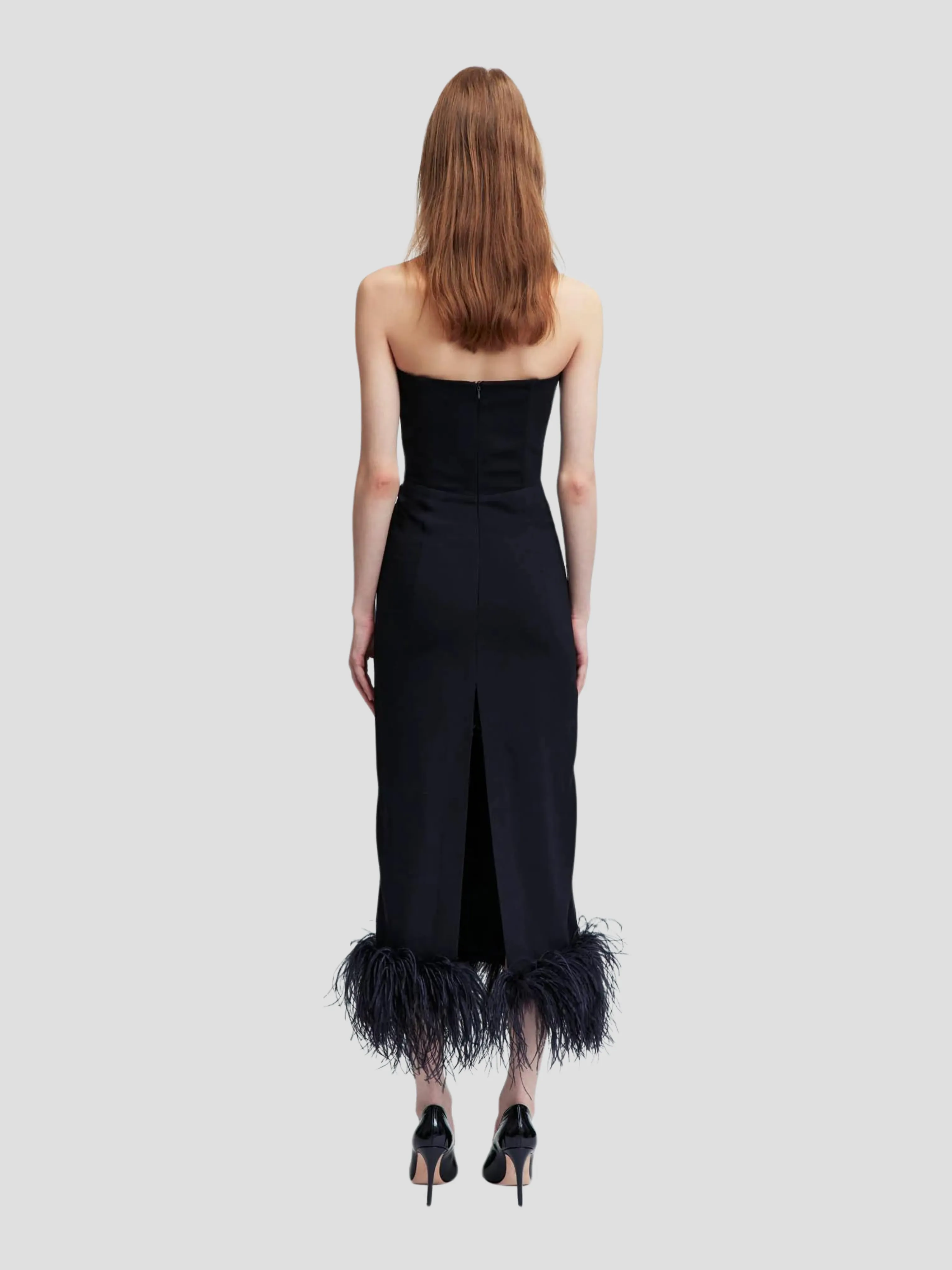 Minelli Sleeveless Dress with Feathers