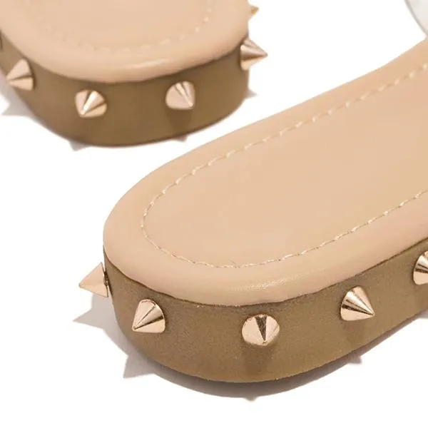 Multi-Sized Studs Clear Strap Slippers