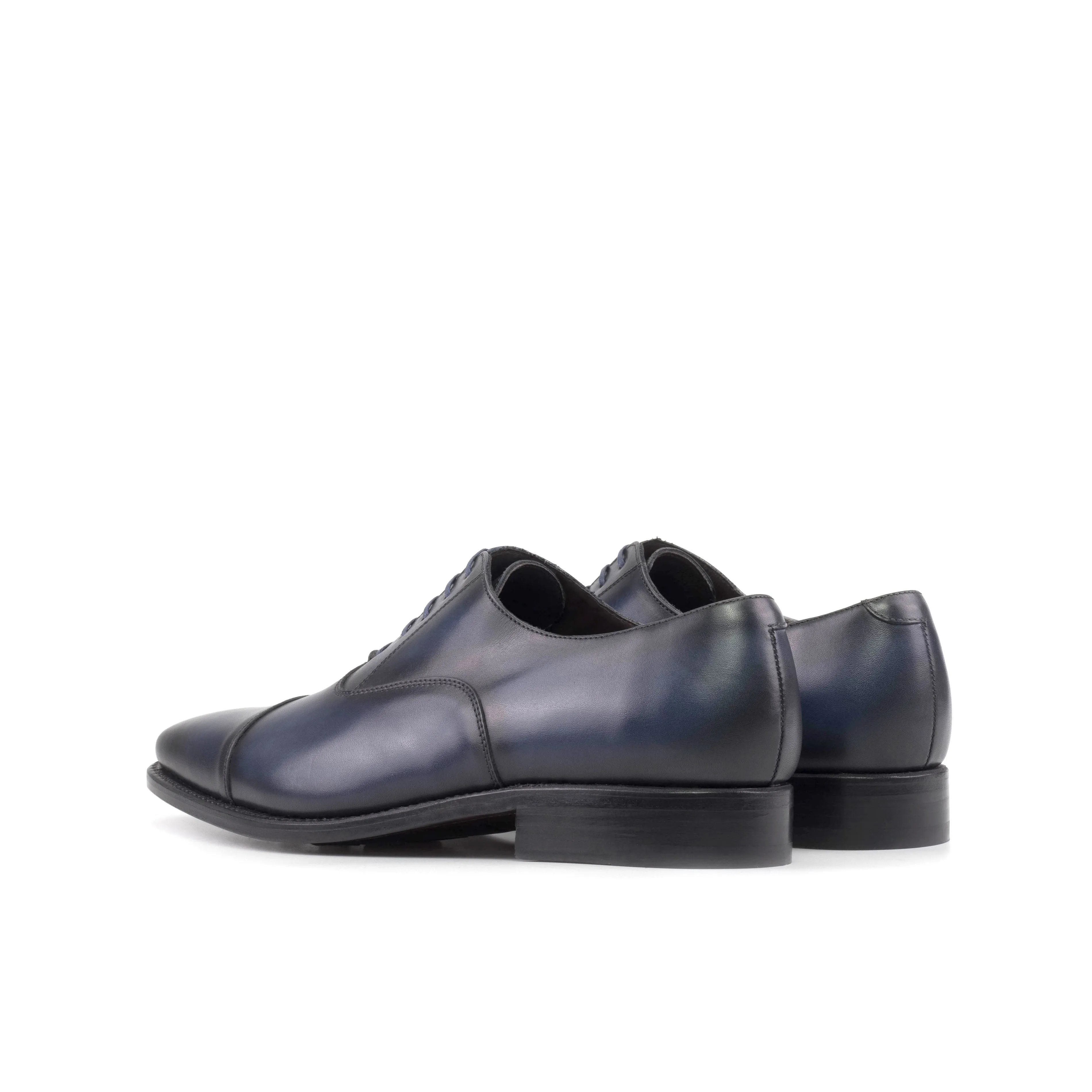 Navy Calf Leather Cap-Toe Oxford Shoes