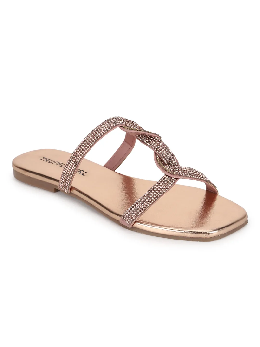 Nude PU Twisted Diamante Strap Slip Ons (TC-ST-1218-NUD)